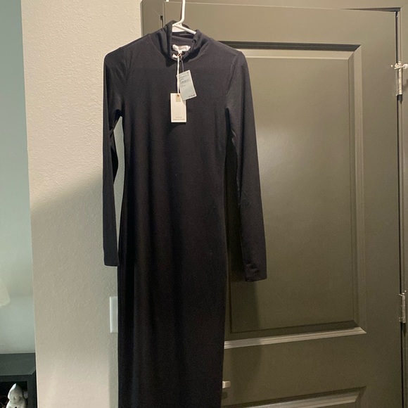 NWT Good American Sundown Mock Neck Midi Dress in Black001 - Picture 8 of 8